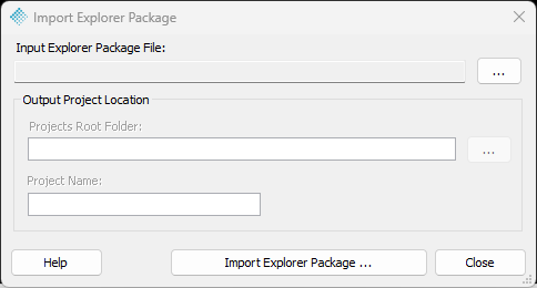 Import LP360 Explorer Package dialog