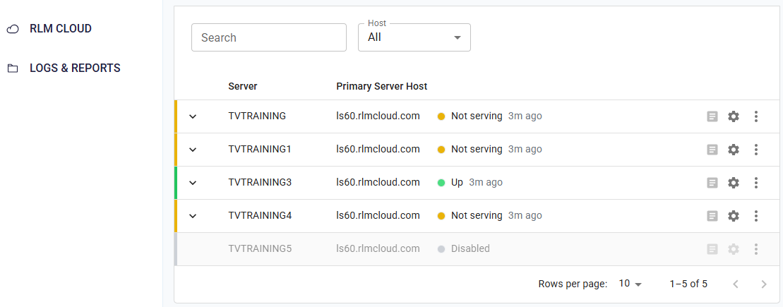 Perpetual Client Portal showing server status